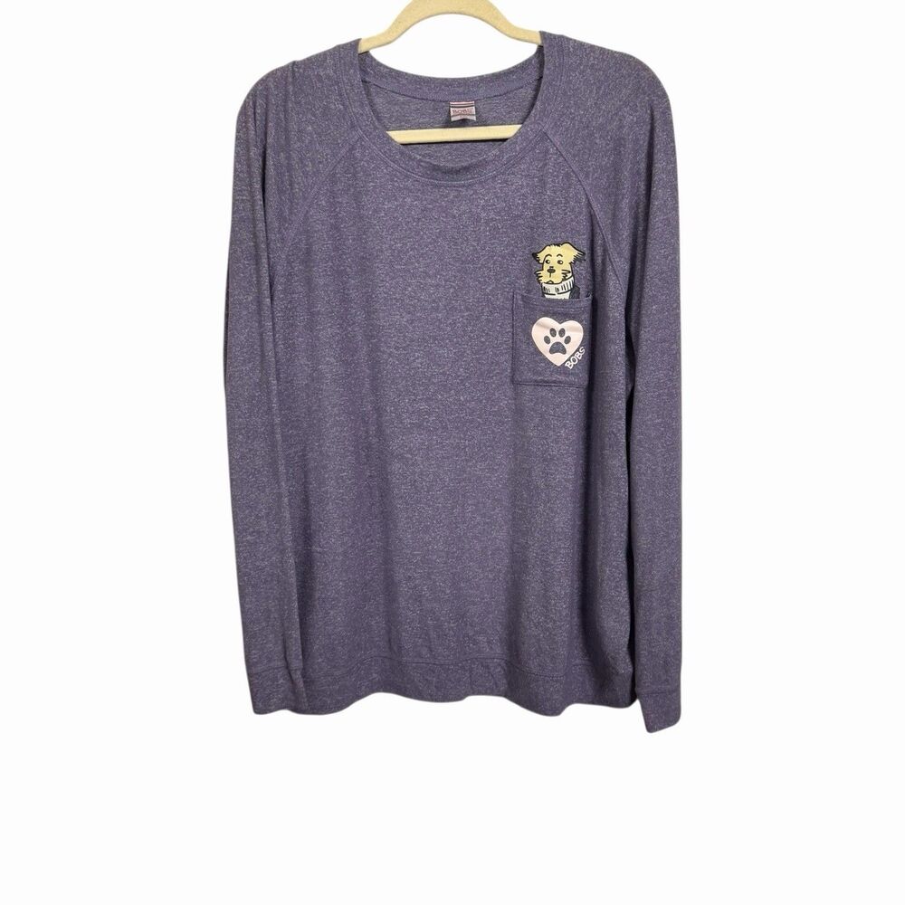 Bobs By Skechers Womens Sz 2XL Plus Size Soft Purple Sweater Dog In Pocket